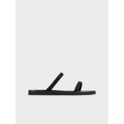 Emporio Armani EA7 2 Strap Sandals in Black