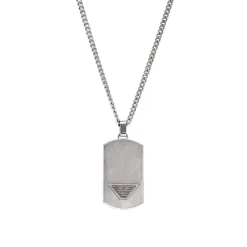 Emporio Armani EA7 Armani Stainless Steel Dog Tag Necklace in Silver