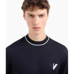 Emporio Armani EA7 Crew Neck Regular Fit Sweater in Blue