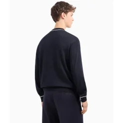 Emporio Armani EA7 Crew Neck Regular Fit Sweater in Blue