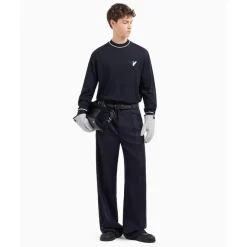 Emporio Armani EA7 Crew Neck Regular Fit Sweater in Blue
