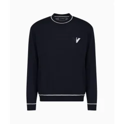 Emporio Armani EA7 Crew Neck Regular Fit Sweater in Blue