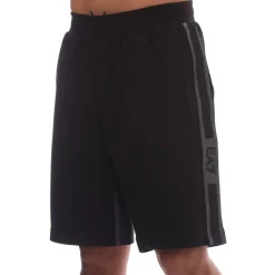 Emporio Armani EA7 Logo Series Cotton-Blend Bermuda Shorts in Black