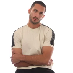 Emporio Armani EA7 Logo Series Cotton-Jersey T-Shirt in Beige