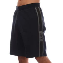 Emporio Armani EA7 Logo Series Cotton-Blend Bermuda Shorts in Navy