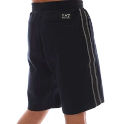 Emporio Armani EA7 Logo Series Cotton-Blend Bermuda Shorts in Navy