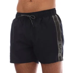 Emporio Armani EA7 Logo Tape Swim Shorts in Navy