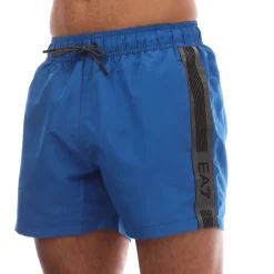 Emporio Armani EA7 Logo Tape Swim Shorts in Blue