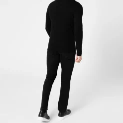 Emporio Armani EA7 Long Sleeved Tipped Polo Shirt in Black