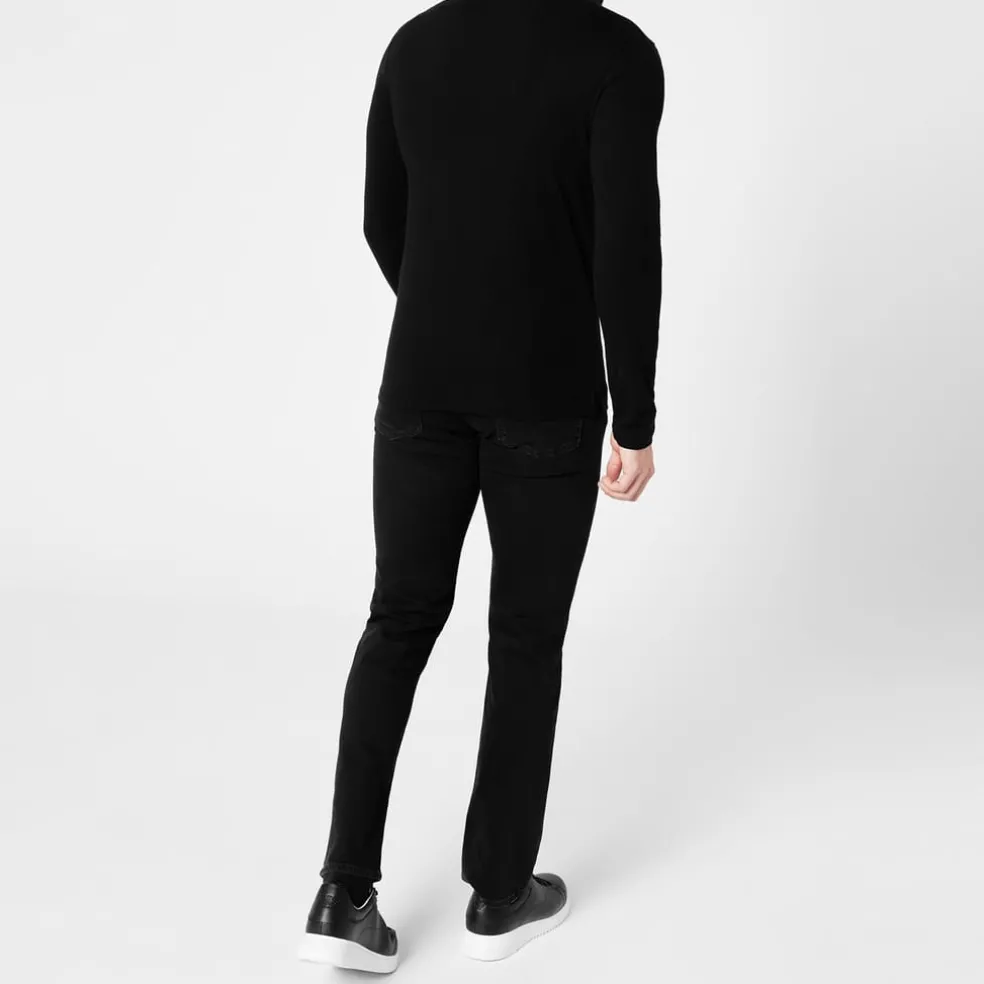 Emporio Armani EA7 Long Sleeved Tipped Polo Shirt in Black