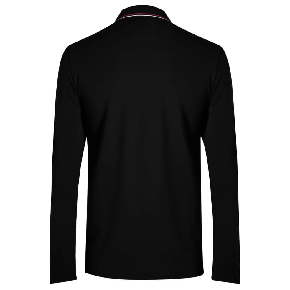 Emporio Armani EA7 Long Sleeved Tipped Polo Shirt in Black