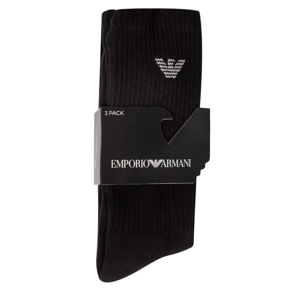 Emporio Armani EA7 Pack Crew Logo Socks in Black