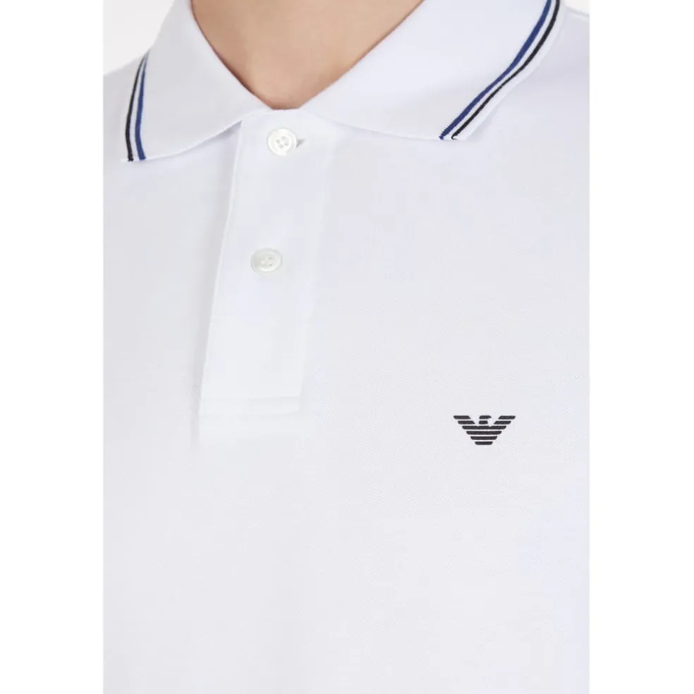 Emporio Armani EA7 Regular Tipped Polo Shirt in White