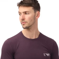 Emporio Armani Loungewear Fitted Mock Neck Top in Navy