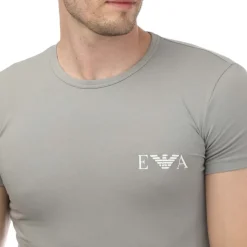 Emporio Armani Mens 2 Pack Underwear Logo T-Shirt in Grey black