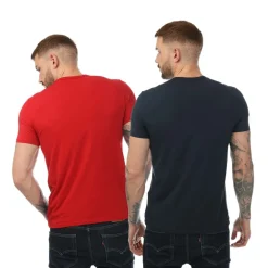 Emporio Armani Mens 2 Pack Lounge Crew Neck T-Shirt in Navy Red