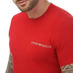 Emporio Armani Mens 2 Pack Lounge Crew Neck T-Shirt in Navy Red