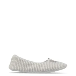 Fabric Flats Mules Slippers in Grey