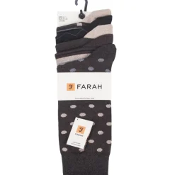 Farah 5 Pack Pattern Socks Mens in Brown
