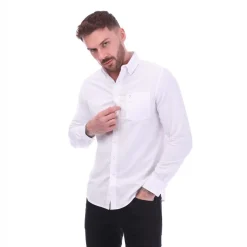 Farah Mens Drayton Long Sleeve Polo Shirt in White