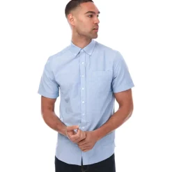 Farah Mens Drayton Modern Fit Short Sleeve Oxford Shirt in Blue