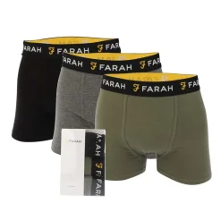 Farah Mens Karlos 3 Pack Boxer Shorts in Multi colour