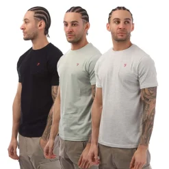 Farah Mens Laven 3 Pack T-Shirts in Multi colour