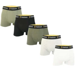 Farah Mens Renzo 5 Pack Boxer Shorts in Khaki