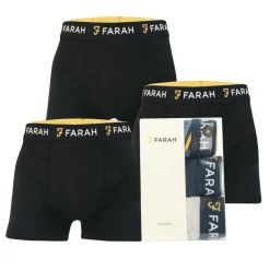 Farah Mens Siginaw 3 Pack Boxer Shorts in Black