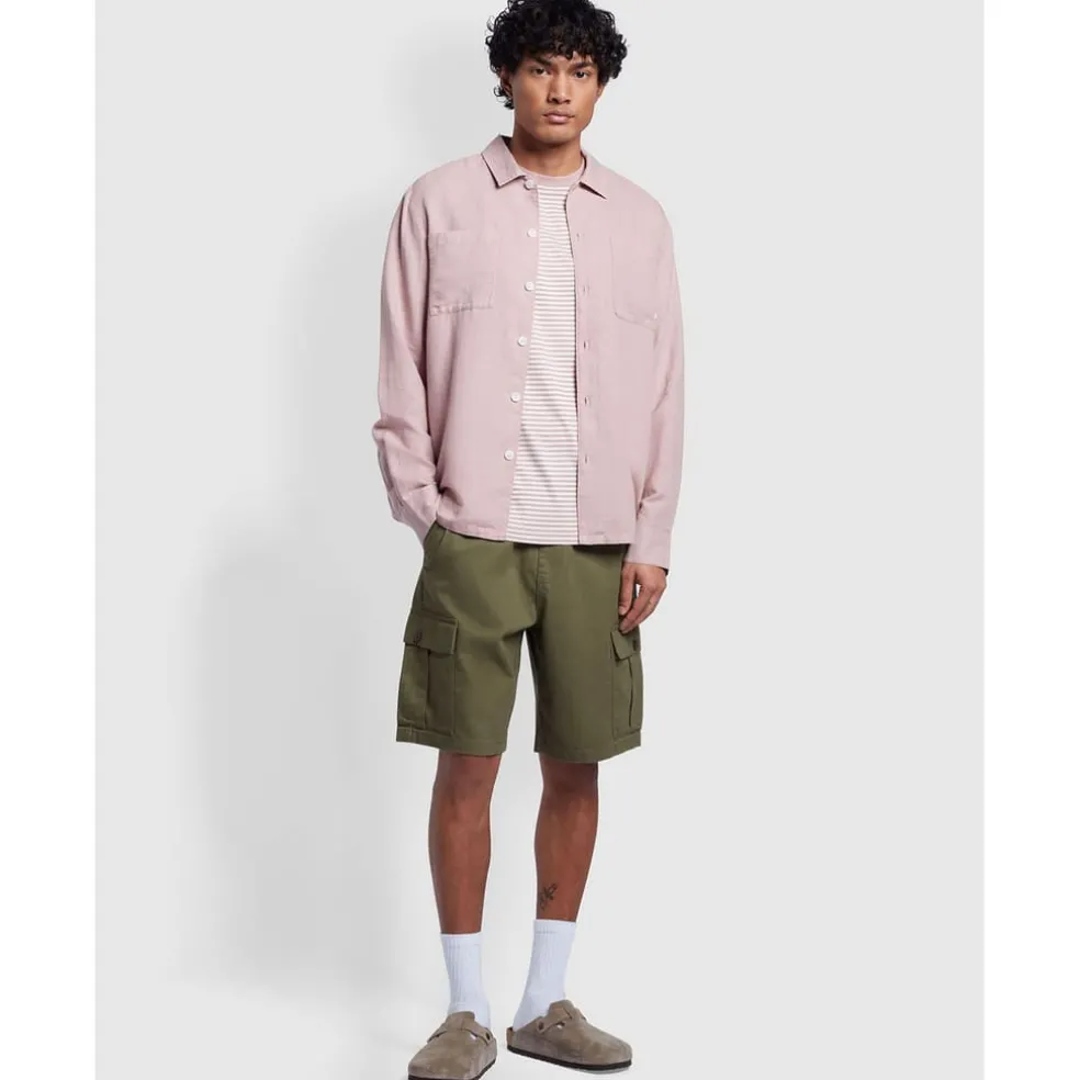 Farah Nelson Slub Shirt in Pink