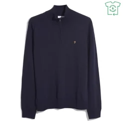 Farah Quarter Zip Jumper in Blue