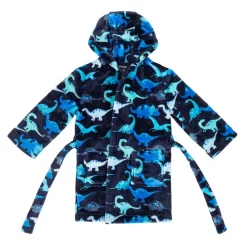 Firetrap Dinosaur Fleece Hooded Dressing Gown in Black