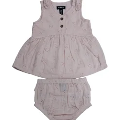 Firetrap Girls Embroidered Cotton Dress And Bloomer Set in Pink