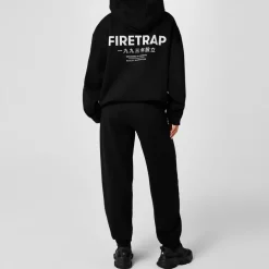 Firetrap Hooded Relaxed Fit Long Sleeve Sweatshirt in Black