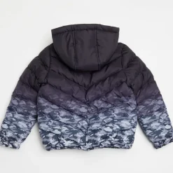 Firetrap Ombre Camo Hooded Puffer Jacket in Black