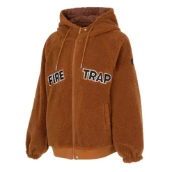 Firetrap Women Reversible Teddy Jacket in Brown