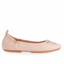 Fit Flop Allegro Bow Leather Ballerina Pumps in Stone