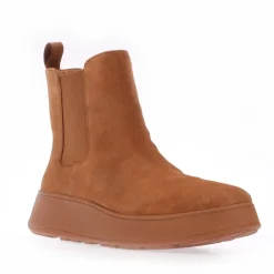 Fit Flop F-Mode Suede Flatform Chelsea Boots in Tan