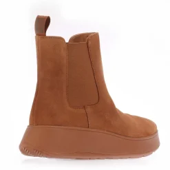 Fit Flop F-Mode Suede Flatform Chelsea Boots in Tan