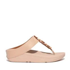 Fit Flop Halo Shimmer Toe-Post Sandals in Beige