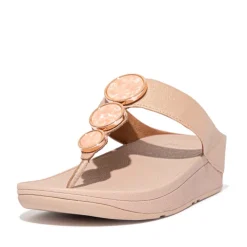 Fit Flop Halo Shimmer Toe-Post Sandals in Beige