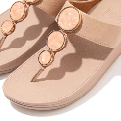 Fit Flop Halo Shimmer Toe-Post Sandals in Beige