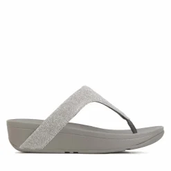 Fit Flop Lottie Glitzy Toe Thong Sandals in Gunmetal