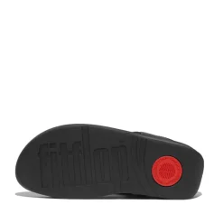 Fit Flop Lulu Bejewelled Trim Toe-Post Sandals in Black