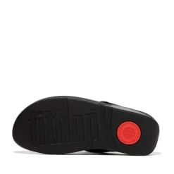 Fit Flop Lulu Lasercrystal Leather Toe-Post Sandals in Black