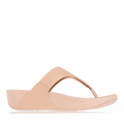 Fit Flop Lulu Shimmer Toe-Post Sandals in Beige