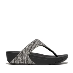 Fit Flop Lulu Shimmerweave Toe-Post Sandals in Black