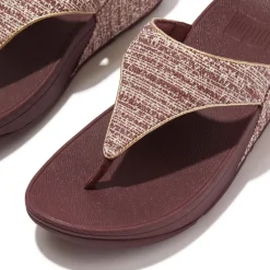 Fit Flop Lulu Shimmerweave Toe-Post Sandals in Brown