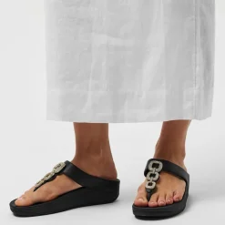 Fit Flop Thong Low Heel Wedge Flip Flops in Black