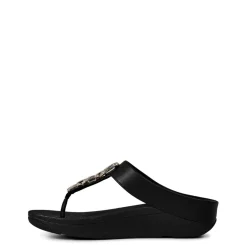 Fit Flop Thong Low Heel Wedge Flip Flops in Black